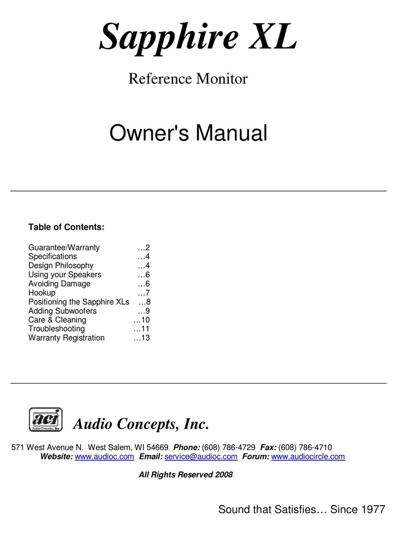 Audio Concepts Sapphire XLs owner's manual