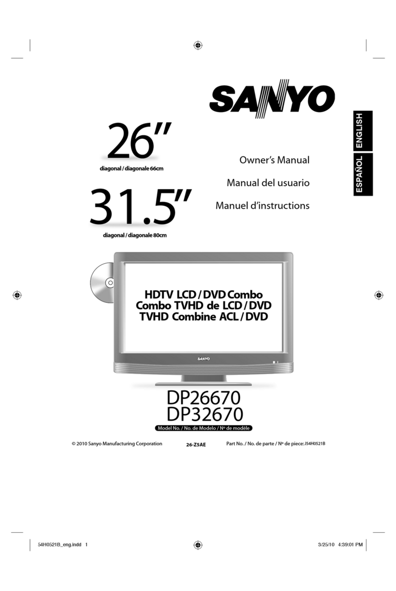 Sanyo DP26670 - 26" Diagonal LCD/DVD HDTV Combo owner's manual