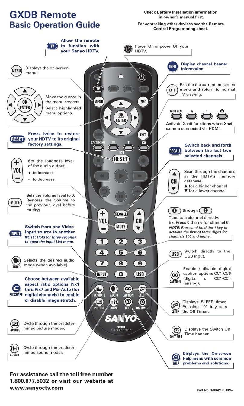 Sanyo DP50749 - 50" Plasma TV Basic operation guide