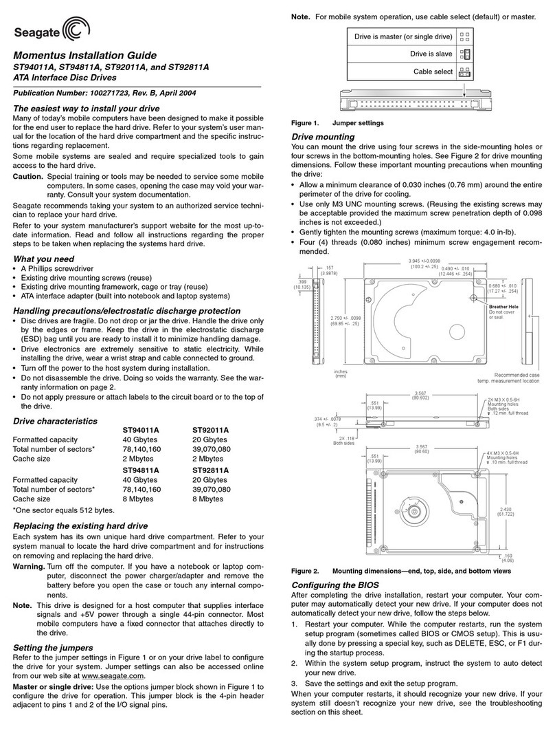 Seagate ATA Interface Disc Drives ST92011A User manual