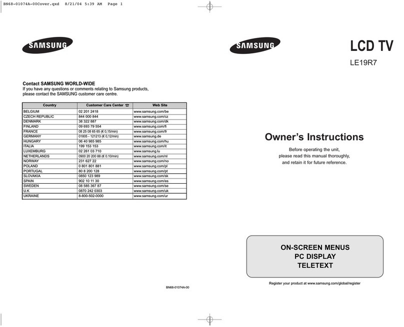 Samsung LE19R7 User manual Samsung LE19R7 User manual