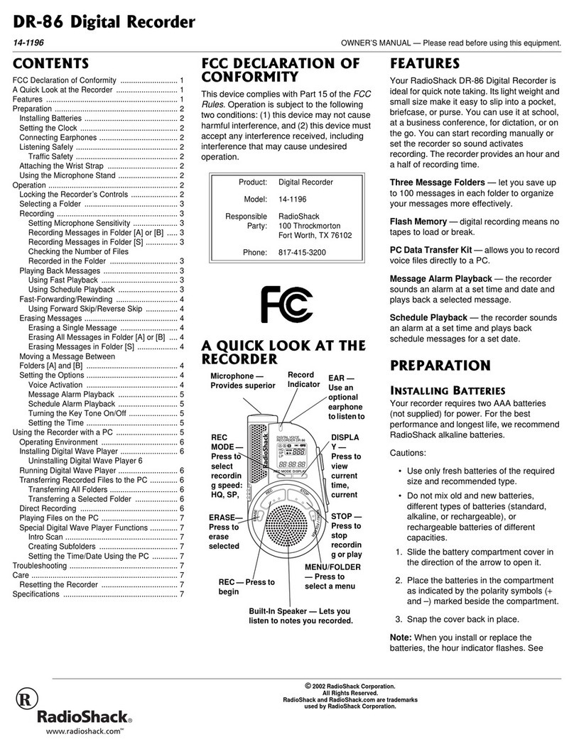Radio Shack 14-1196 owner's manual