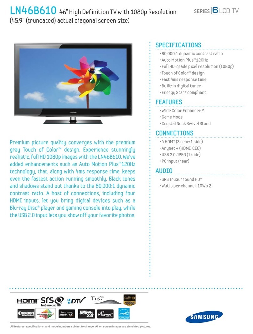Samsung LN46B610 Specifications