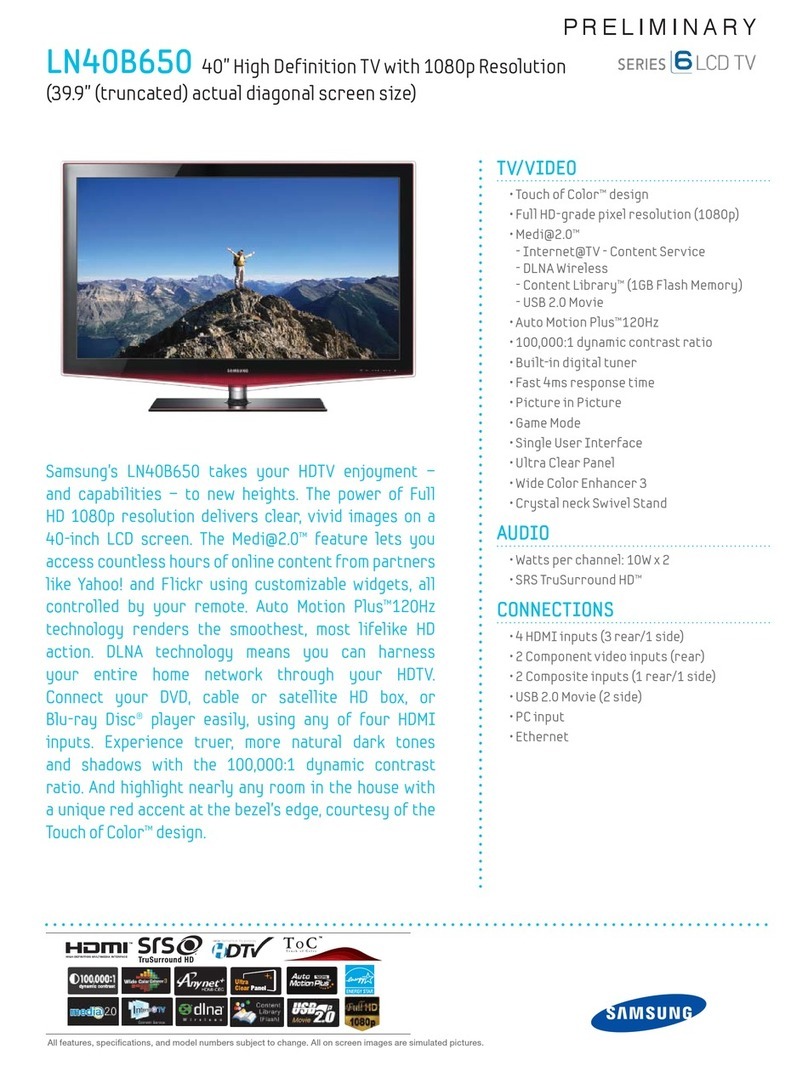 Samsung PRELIMINARY LN40B650 User manual