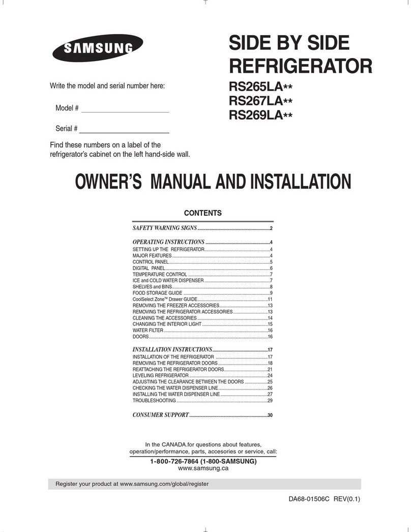 Samsung RS265LA series Safety guide