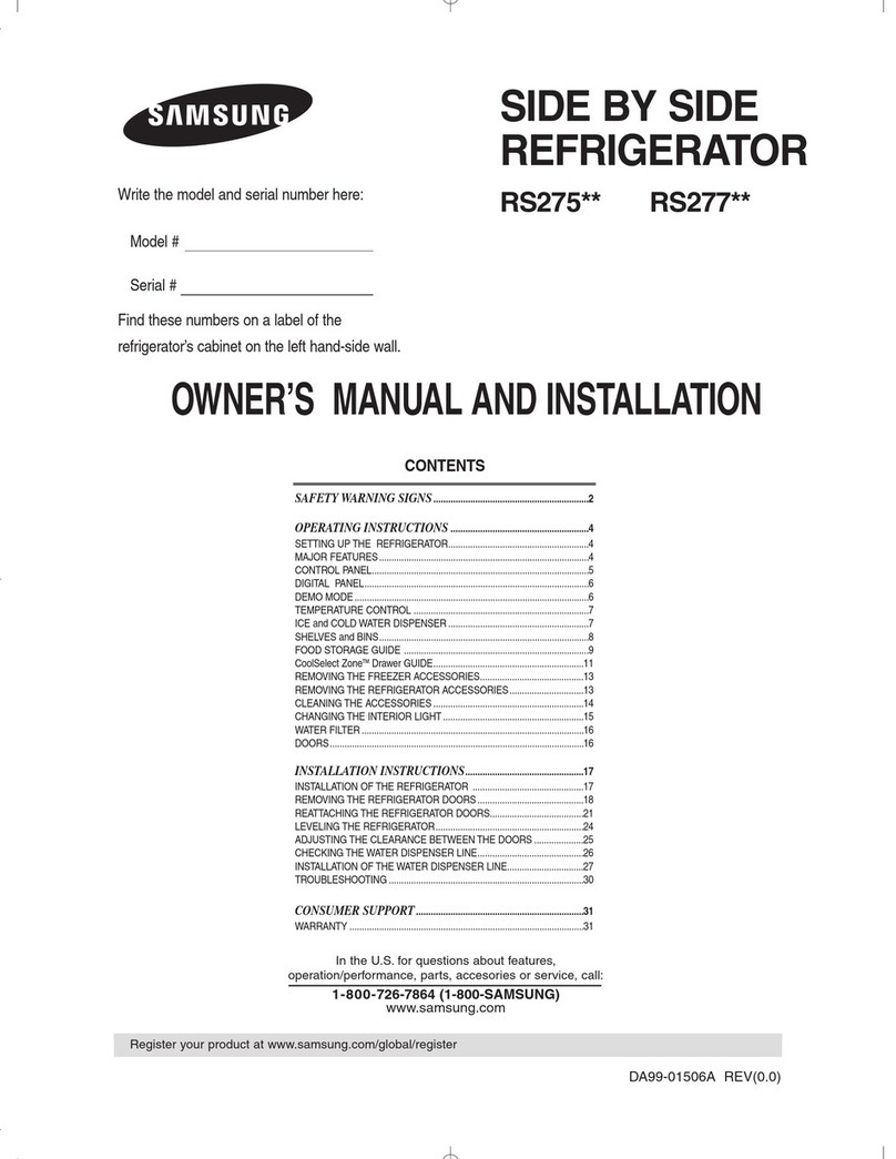 Samsung RS275 Owner's manual and installation Samsung RS275 Owner's manual and installation