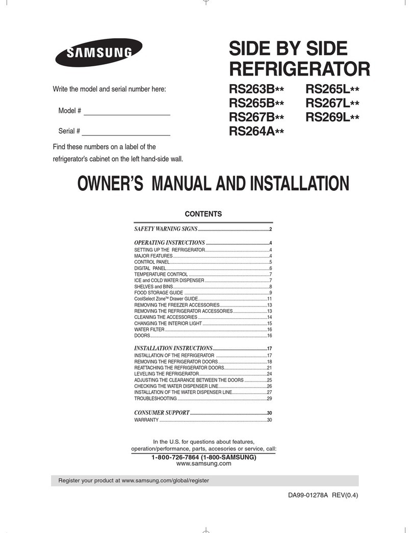 Samsung RS267LBSH Safety guide