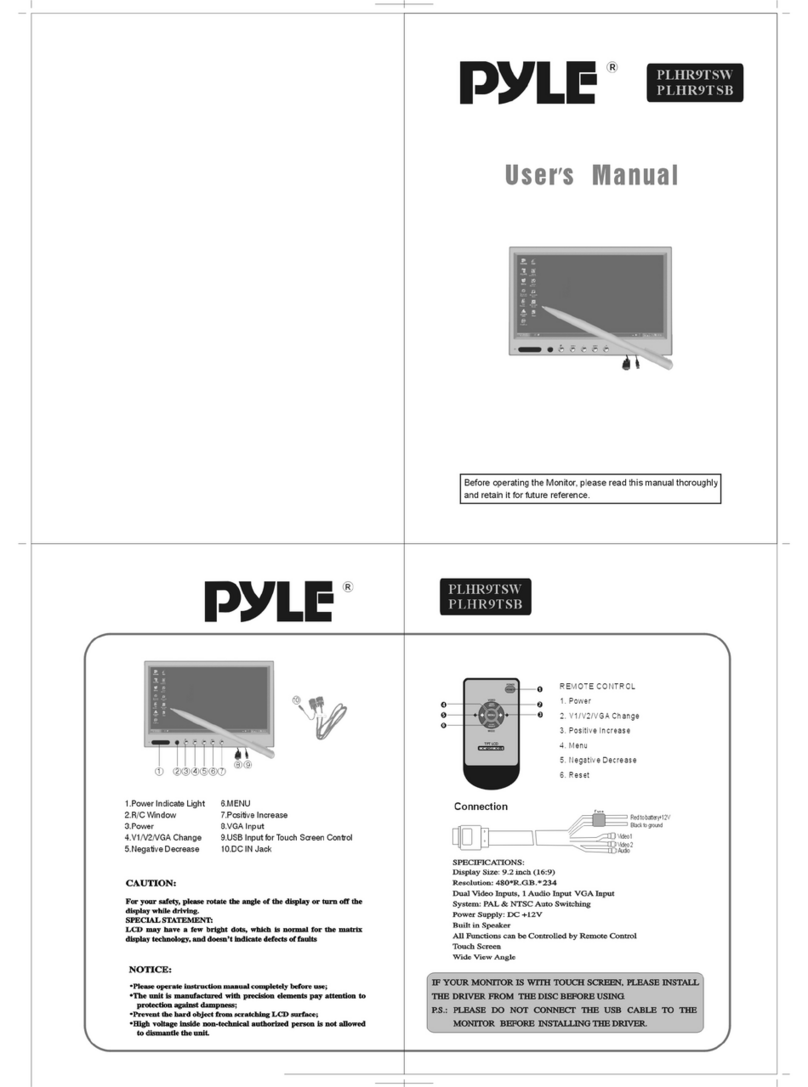 Pyle Monitor PLHR9TSB User manual