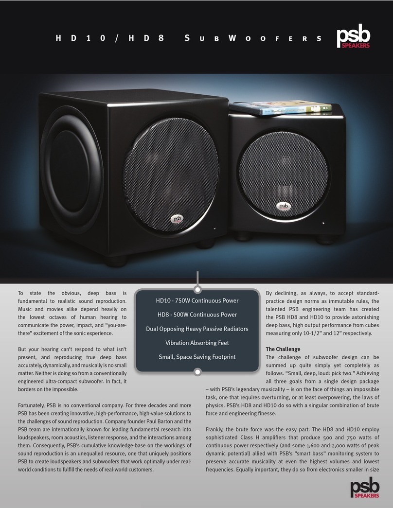 PSB HD10 Specification sheet