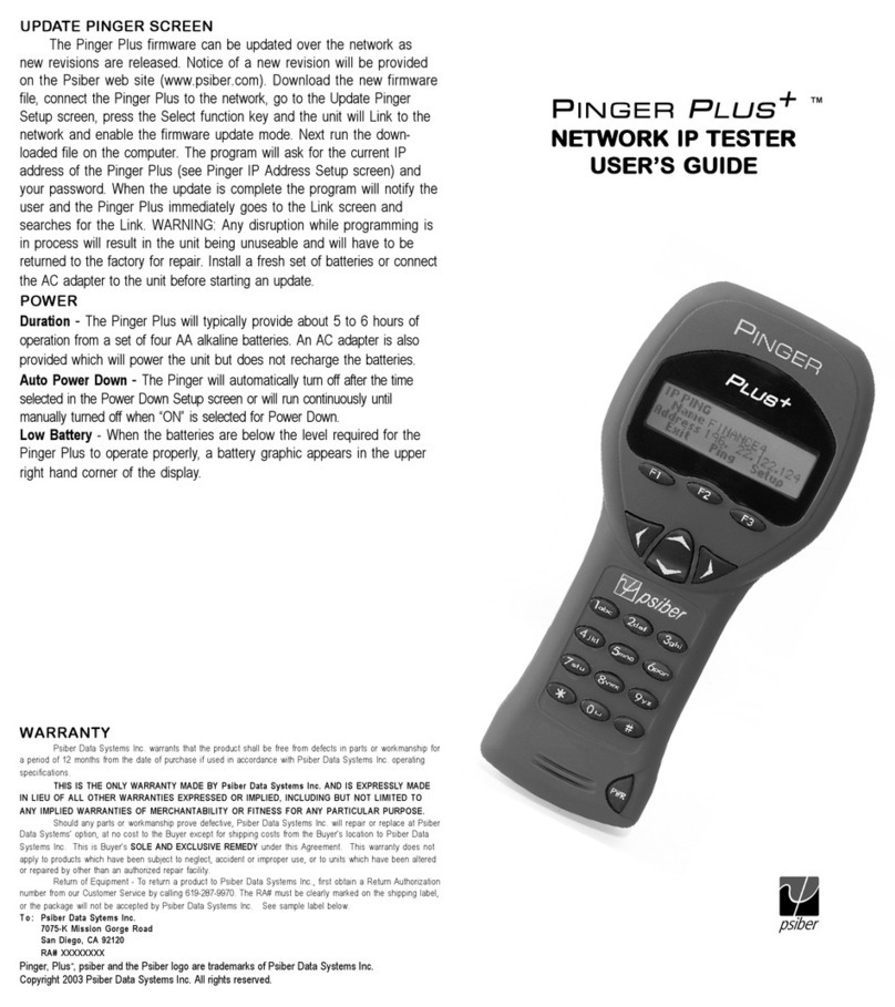 Psiber Data Systems Pinger Plus Network IP Tester user guide