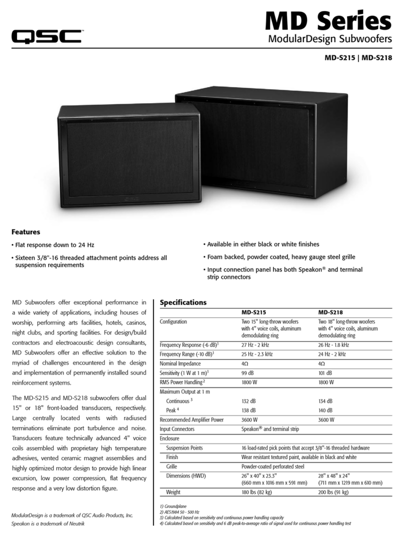 QSC ModularDesign Subwoofer MD-S215 User manual