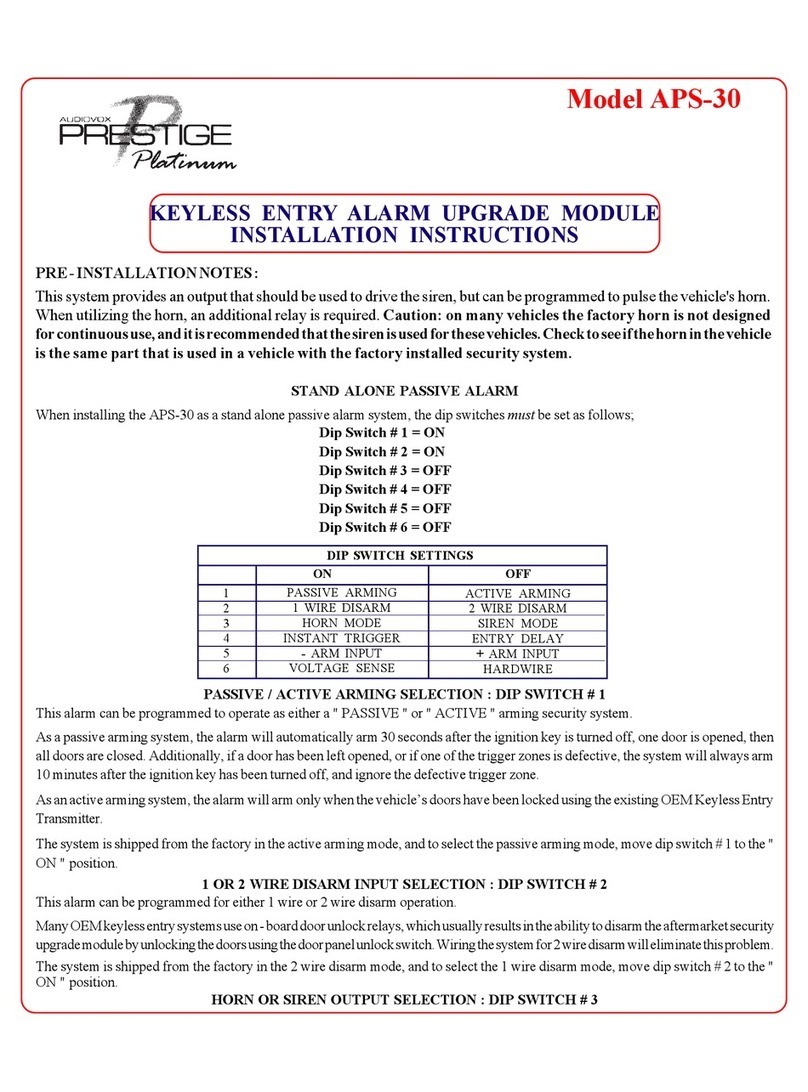 Audiovox Keyless Entry Alarm Upgrade Module APS-30 User manual