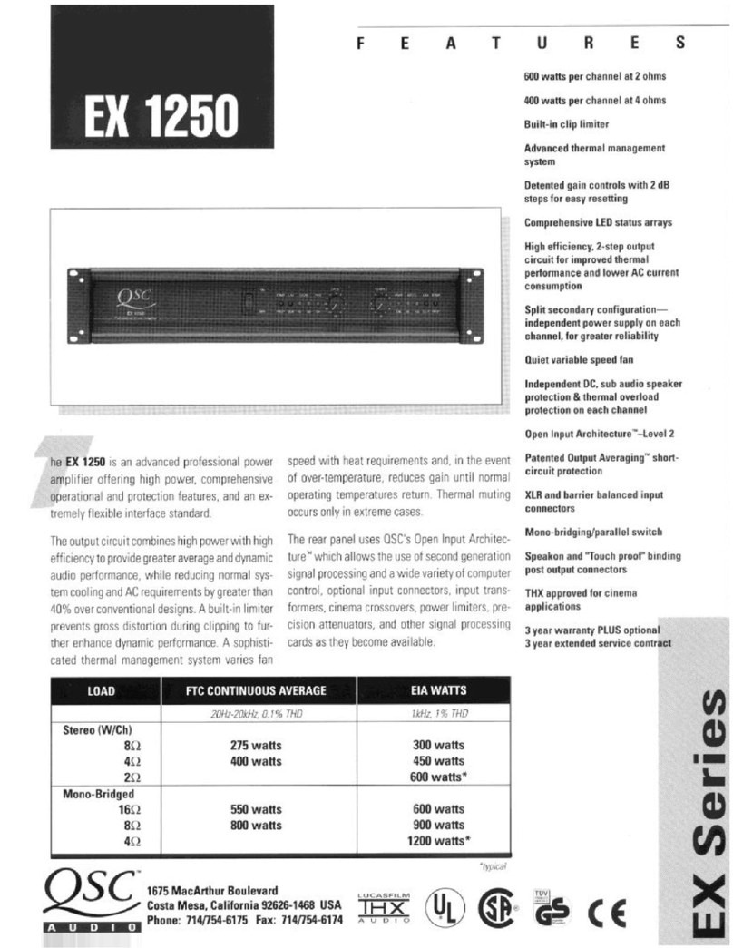 QSC EX 1250 Specification sheet
