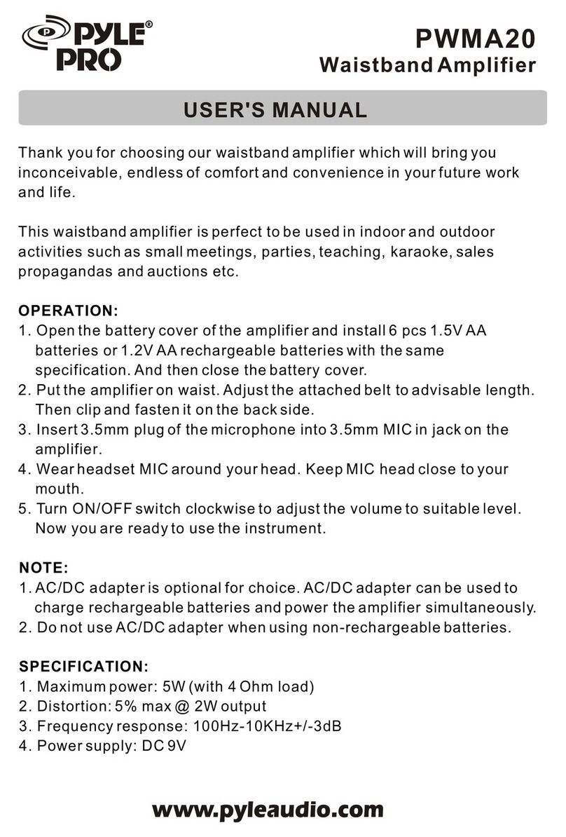 Pyle Pro Waistband Amplifier PWMA20 User manual Pyle Pro Waistband Amplifier PWMA20 User manual
