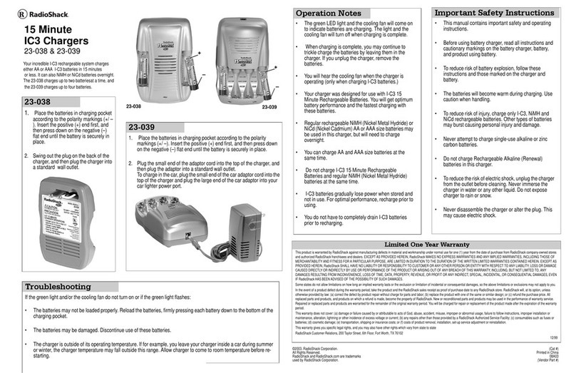 Radio Shack 23-038 user manual