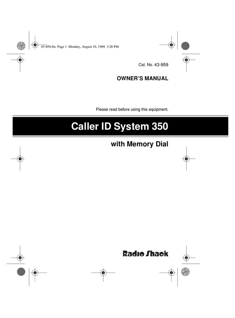 Radio Shack Caller ID System 350 User manual Radio Shack Caller ID System 350 User manual