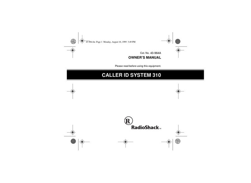 Radio Shack Caller ID System 310 User manual Radio Shack Caller ID System 310 User manual