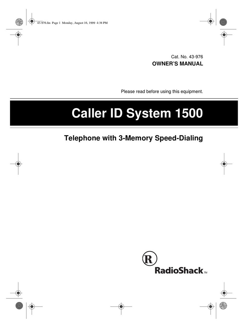 Radio Shack Caller ID System 1500 User manual Radio Shack Caller ID System 1500 User manual