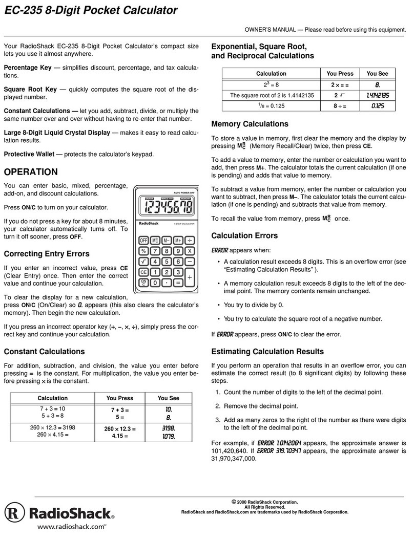 Radio Shack EC-235 owner's manual