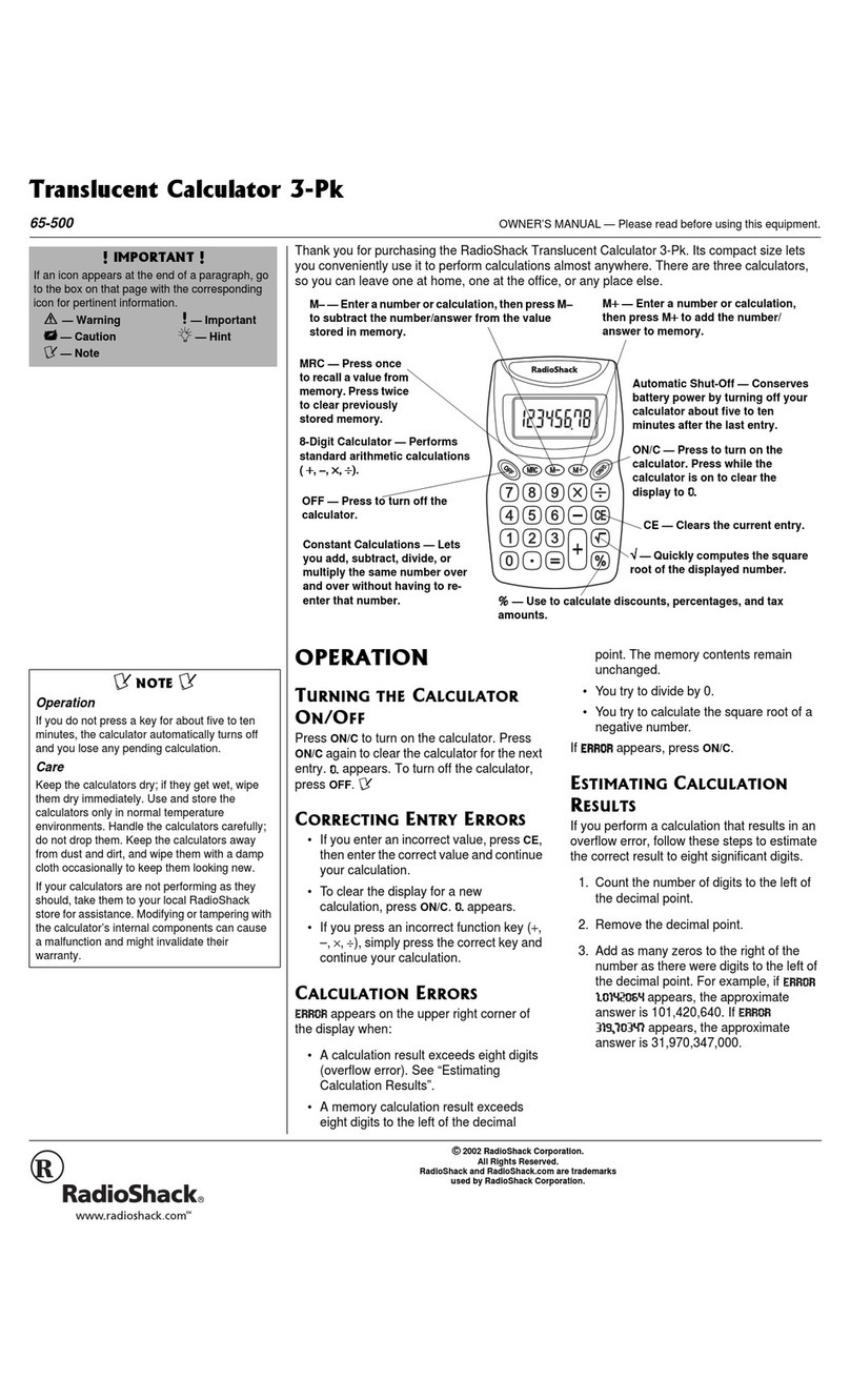 Radio Shack 65-500 User manual