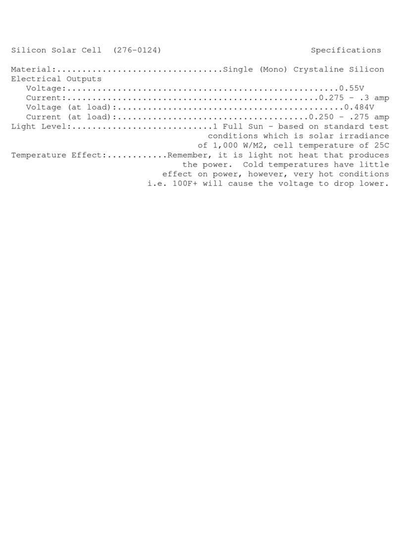 Radio Shack Silicon Solar Cell 276-0124 User manual