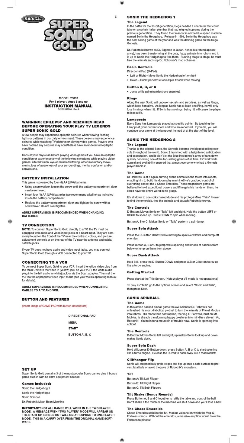 Radica Games 76037 instruction manual