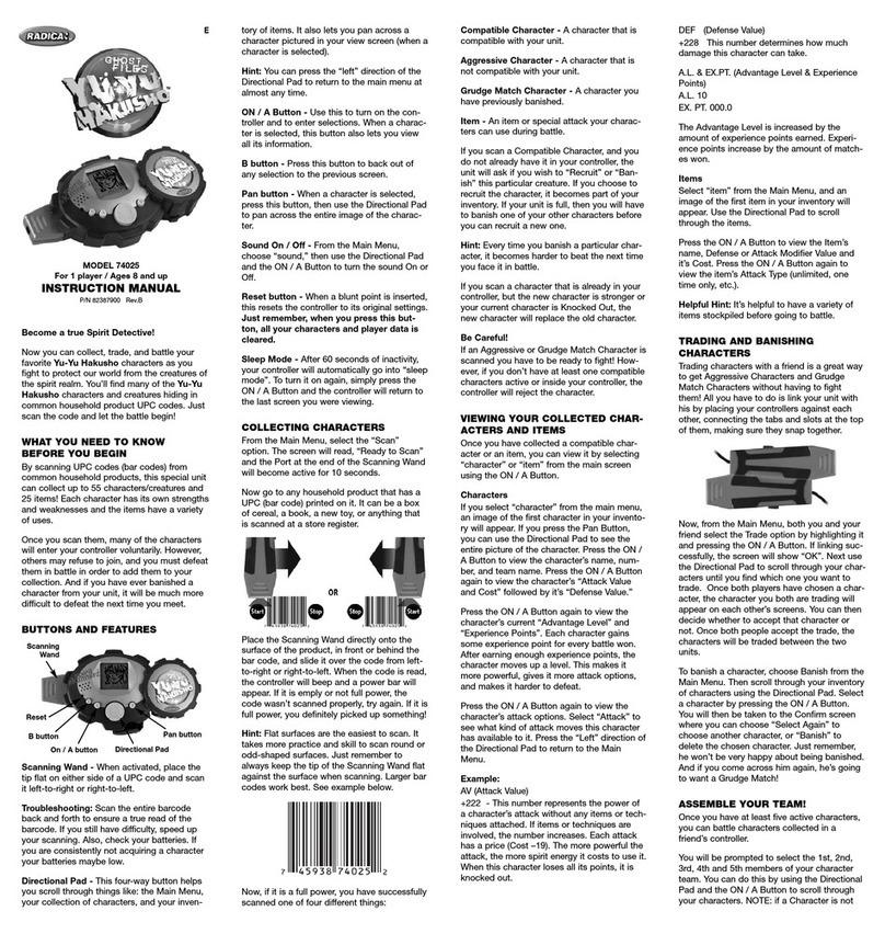 Radica Games Ghost Giles Yu-Yu Hakusho 74025 instruction manual