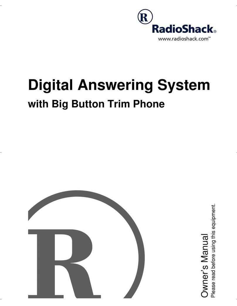 Radio Shack Digital Answering System with Big Button Trim... User manual