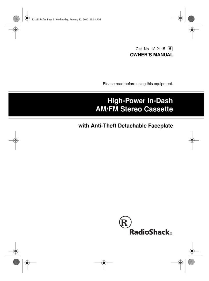 Radio Shack AM/FM Cassette Car Stereo owner's manual