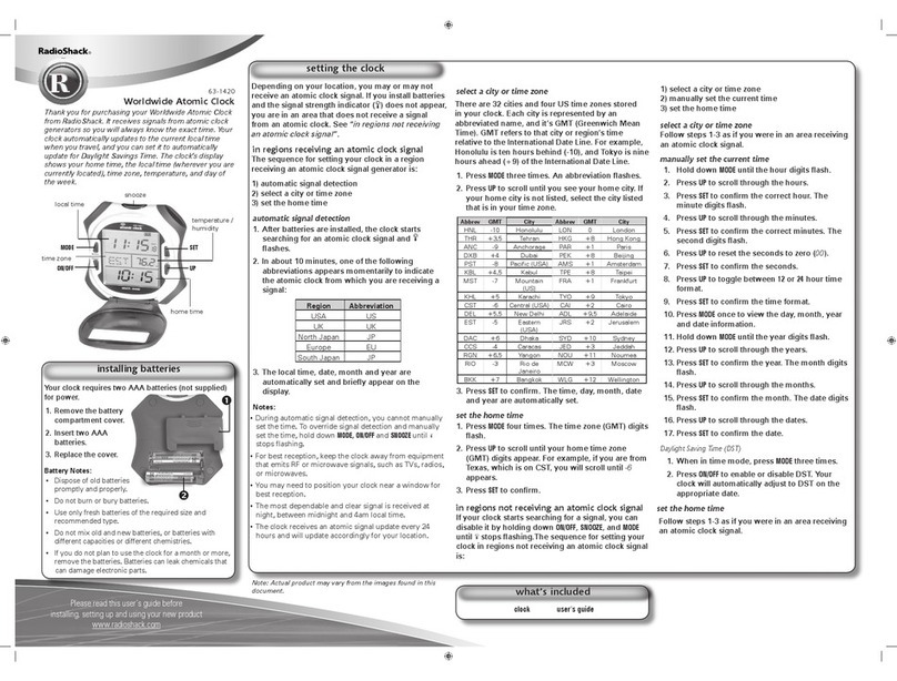 Radio Shack 63-1420 user manual