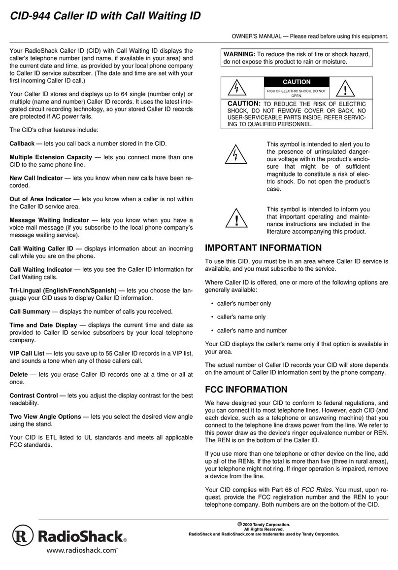 Radio Shack CID-944 User manual Radio Shack CID-944 User manual