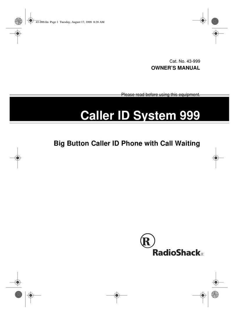 Radio Shack Caller ID System 999 User manual