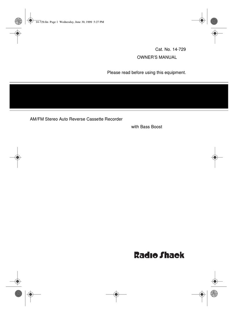 Radio Shack AM/FM Auto Reverse Cassette User manual