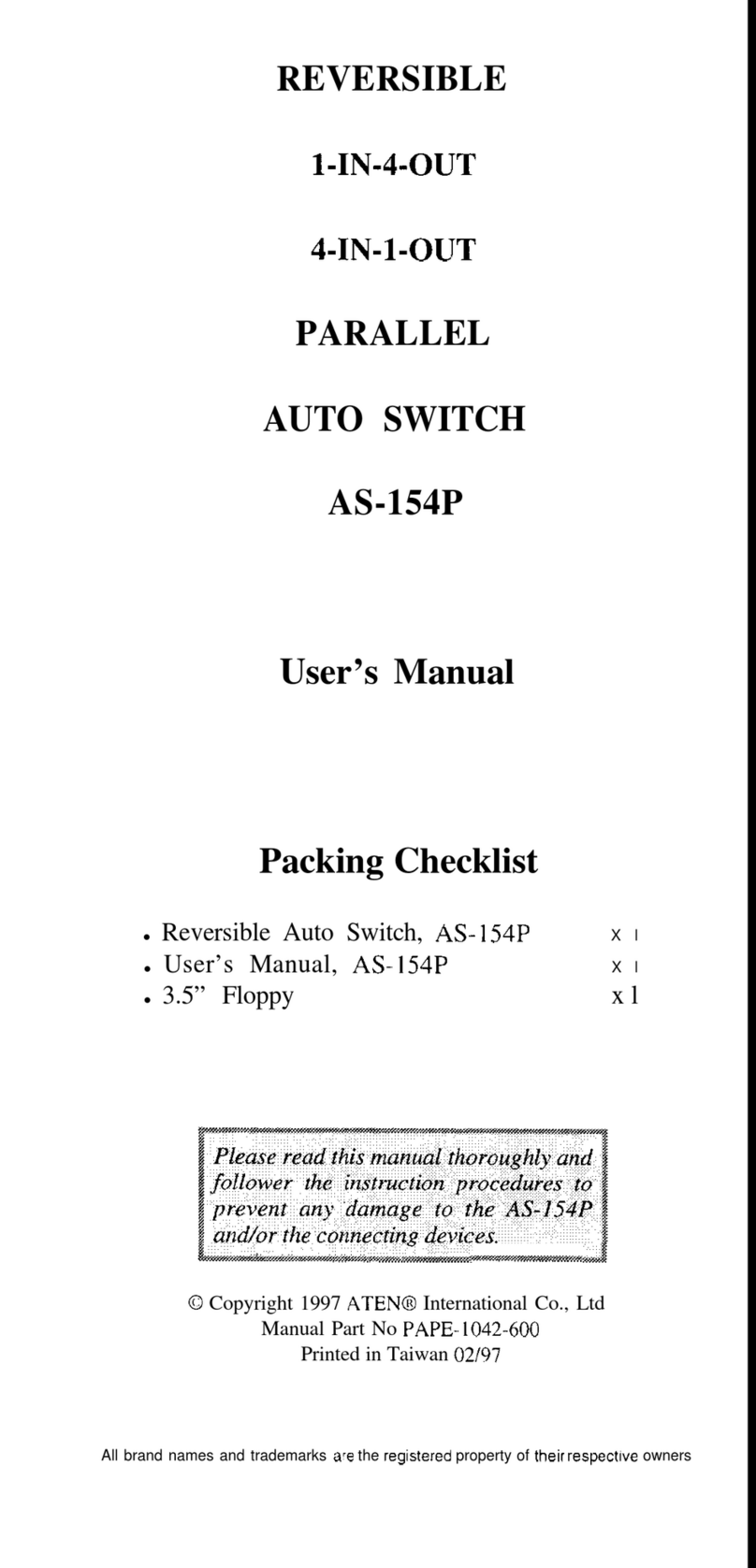 ATEN AS-154P User manual