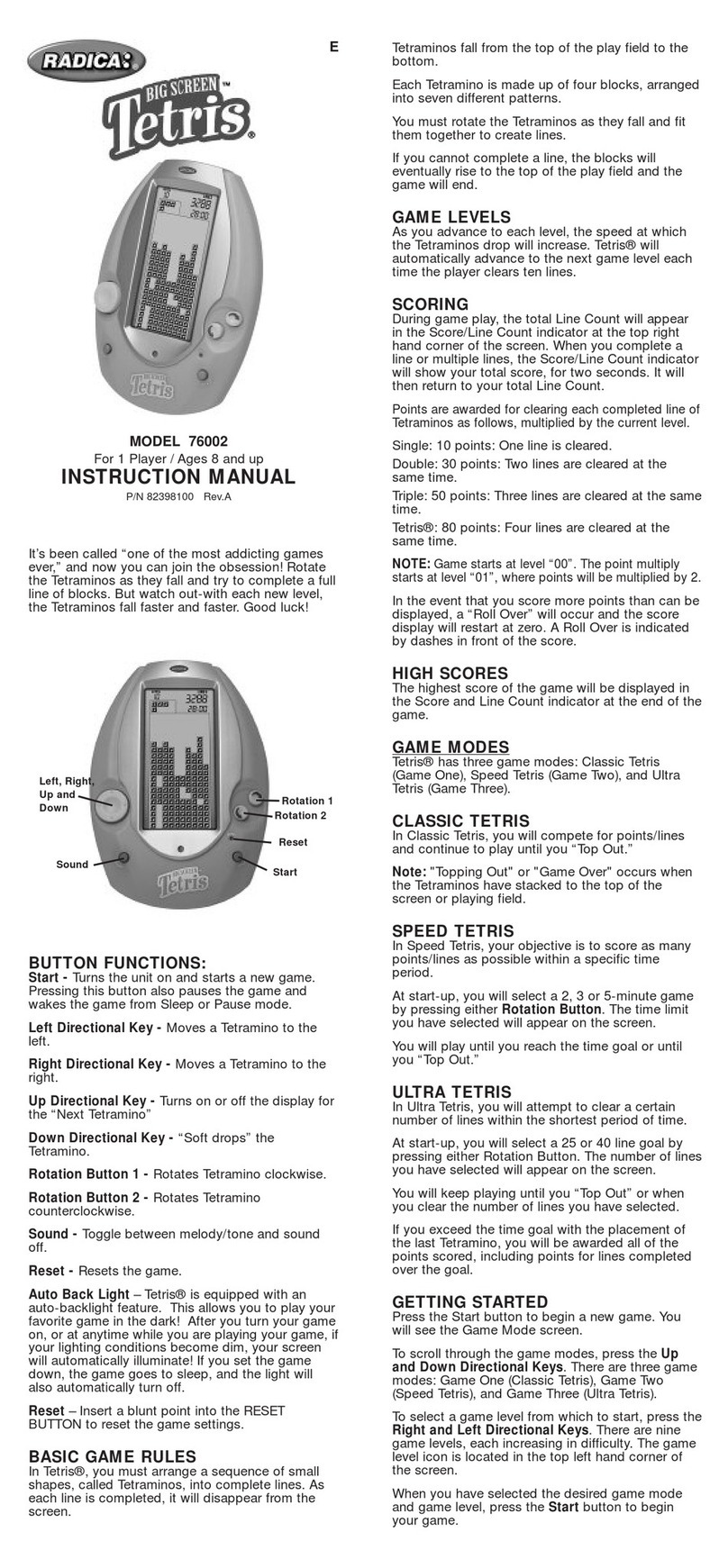 Radica Games 76002 instruction manual