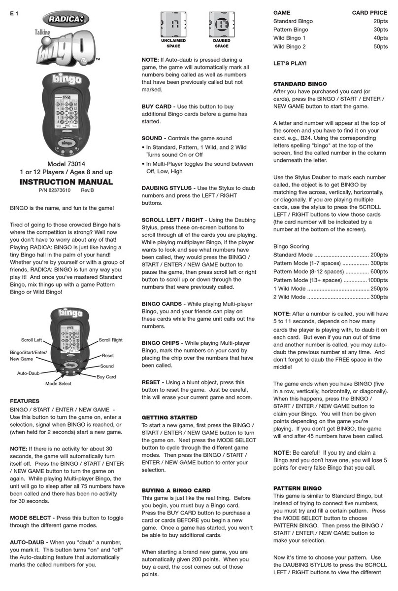 Radica Games Talking Bingo 73014 instruction manual