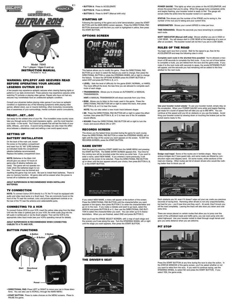 Radica Games OUTRUN 2019 instruction manual Radica Games OUTRUN 2019 instruction manual