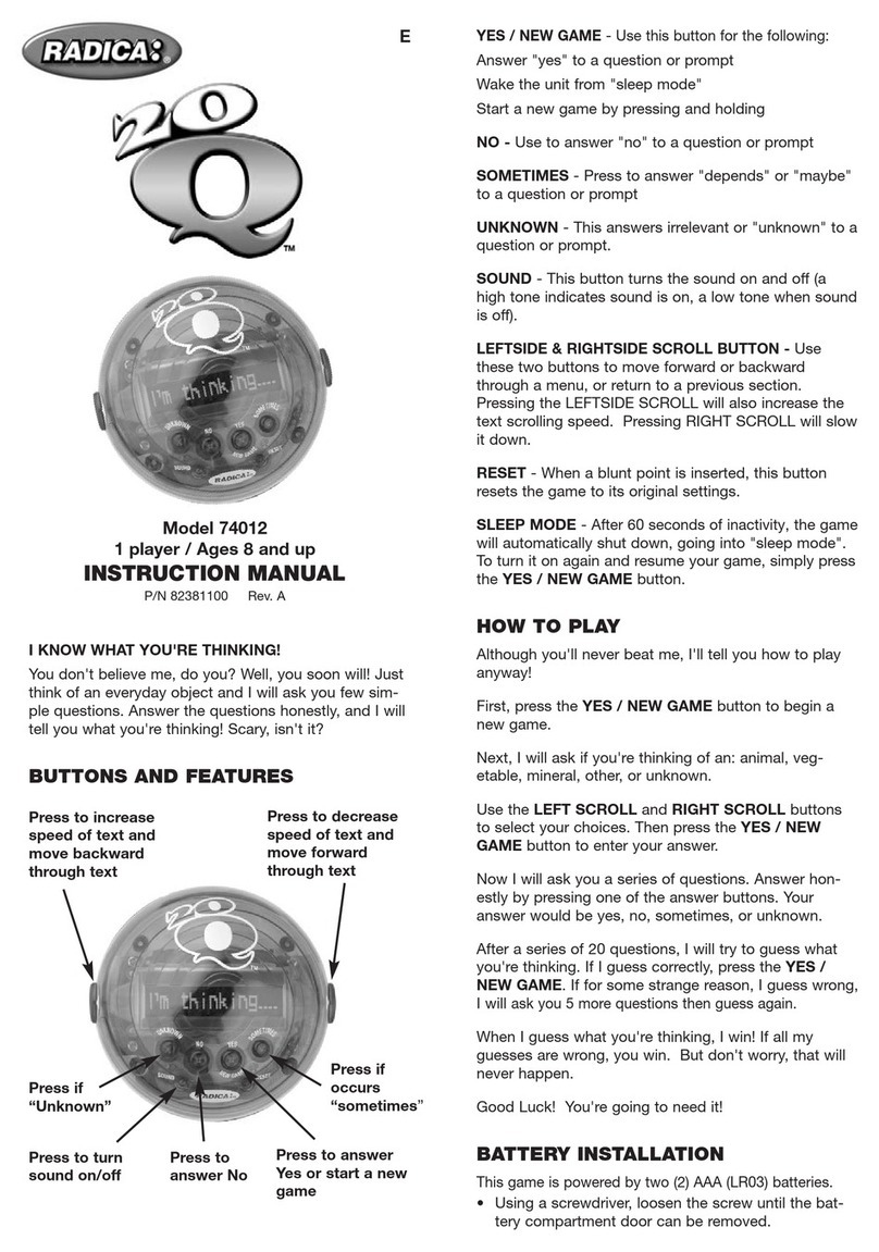 Radica Games 74012 instruction manual