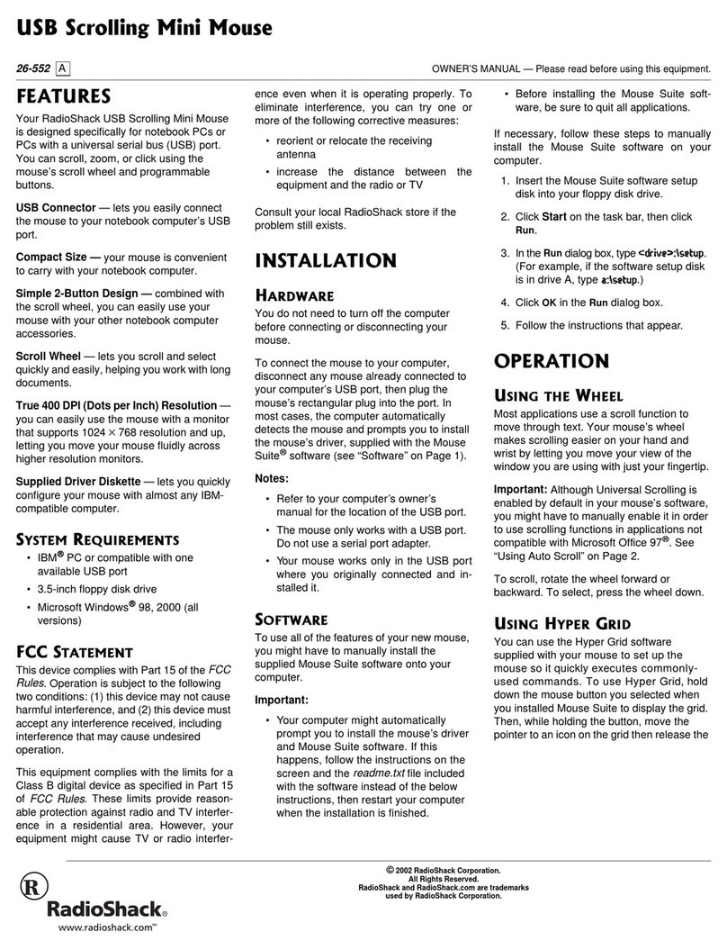 Radio Shack 26-552 A User manual