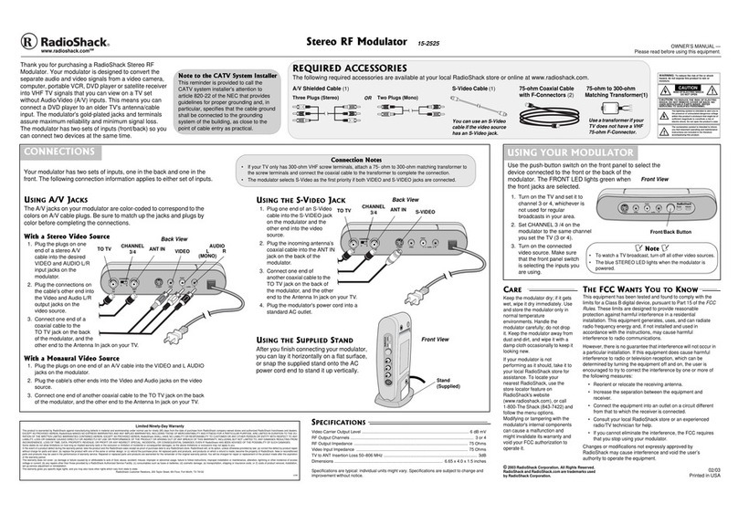 Radio Shack 15-2525 User manual