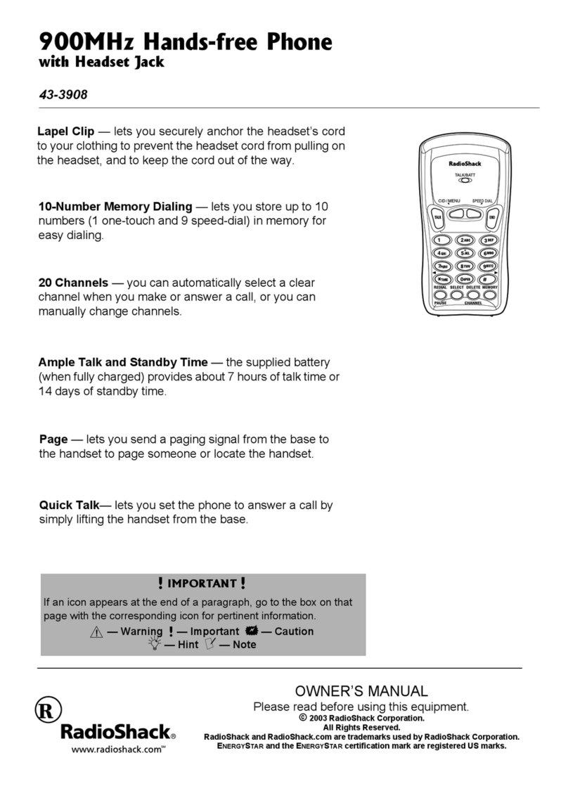 Radio Shack 43-3908 owner's manual