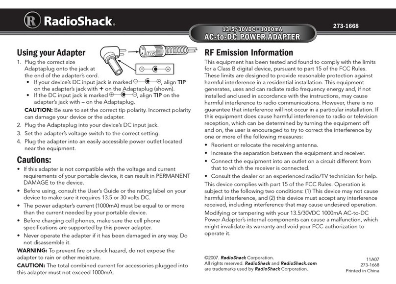 Radio Shack 273-1668 User manual Radio Shack 273-1668 User manual