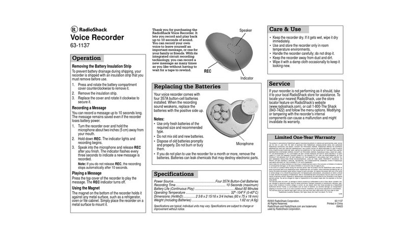 Radio Shack 63-1137 User manual Radio Shack 63-1137 User manual