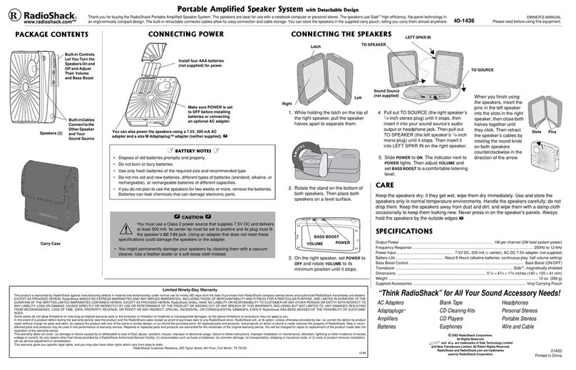 Radio Shack 01A03 User manual Radio Shack 01A03 User manual