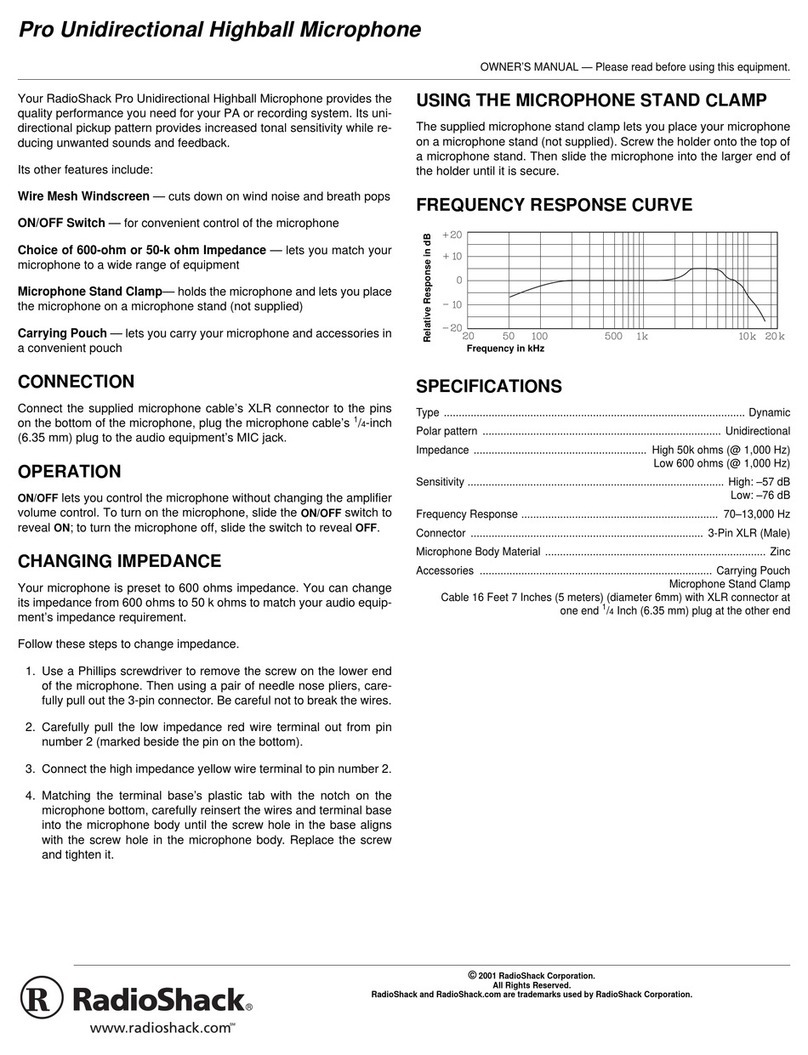 Radio Shack Microphone User manual