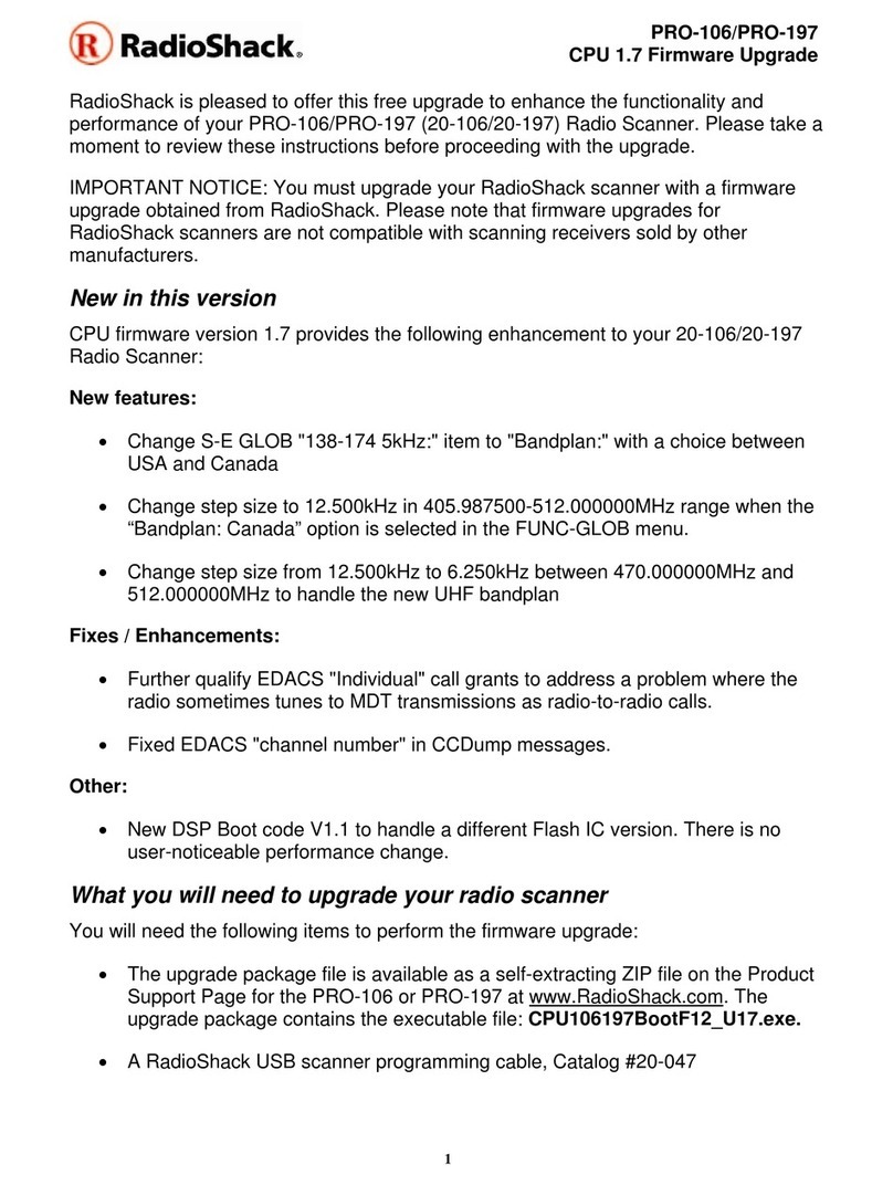 Radio Shack PRO-106 Quick start guide