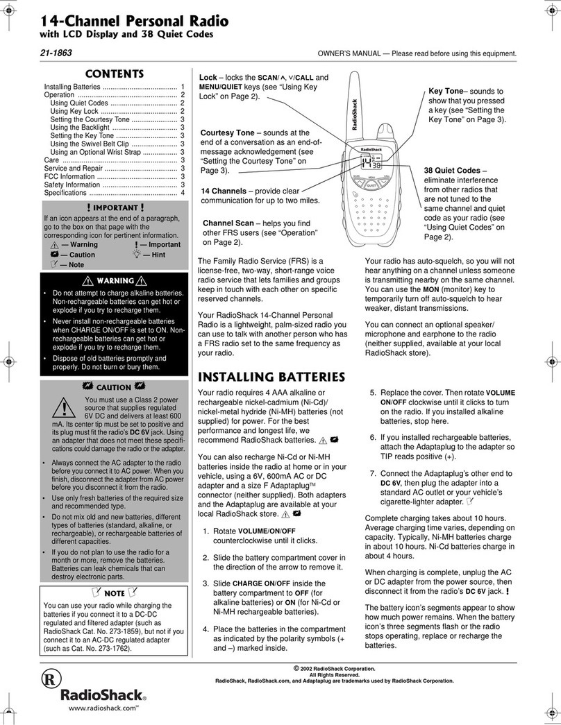 Radio Shack 21-1863 user manual