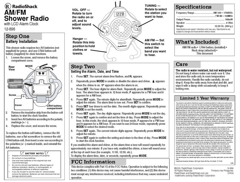 Radio Shack 12-896 user manual