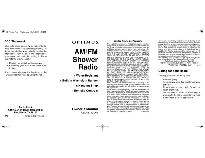 Radio Shack 12-796 owner's manual