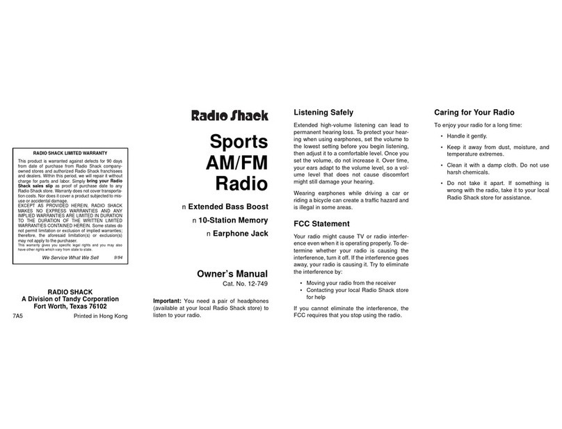 Radio Shack 12-749 owner's manual